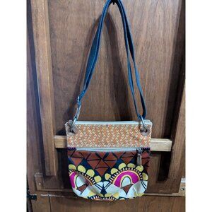 FOSSIL Key-Per Crossbody Bold Cat Print Coated Canvas Purse BAG